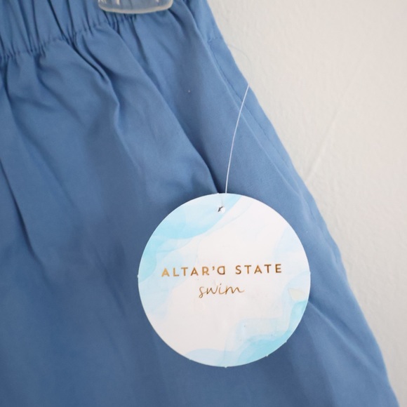 NWT Altar'd State Swim High Waisted Blue Cotton Shorts Extra Small XS - Picture 3 of 6